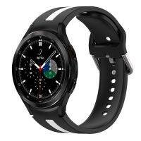 【พร้อมส่ง】สำหรับ Samsung Galaxy Watch 4สาย2นาฬิกาซิลิโคนสีแบบคลาสสิก46มม. (สีดำ + สีขาว)