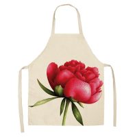 Flower Pattern Womens Kitchen Apron Sleeveless Family Chef Cooking Baking Apron Kitchen Cleaning Apron Aprons