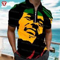 Bob Marley เสื้อยืดแขนสั้นพิมพ์ลาย Polo3d สำหรับผู้ชาย,เสื้อยืดทันสมัยฮิปฮอปใหญ่พิเศษคอโปโลแขนสั้นเสื้อระบายอากาศลำลอง