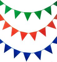 8M 20 Flags Green Red White Larger Size Birthday Stain Silk Bunting Banners Pennant Baby Shower Wedding Flags Party Decoration