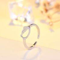 [COD] and version of cute cat open ring womens silver-plated plain silver face hypoallergenic cross-border supply wholesale