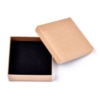 ✈✳❒ 8Pcs Square Kraft Paper Boxes Necklace Gift Box with Black Sponge Jewelry Organizer Storage Packaging Container 11.2x11.2x3.8cm