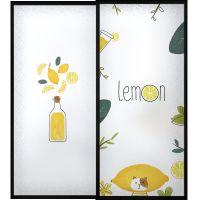 Privacy Window Film Self-Adhesive Vinyl Frosted Glass Sticker Static Cling Decals Lemon Fruit Pattern Window Sticker Window Sticker and Films