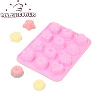 【lz】▥✜  Molde redondo do bolo do silicone ferramenta do cozimento da flor 3D queque geléia doces decoração do chocolate 12 estilos