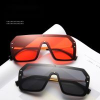 Hip-hop Sunglasses Exaggerated Large Frame Conjoined Ladies Frameless Men Women Letters Lenses Fashion Sun Glasses for Women