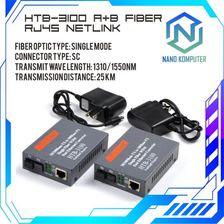 HTB-3100 A+B Optical Media Converter Fiber RJ45 Netlink 25KM | Lazada ...