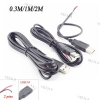 5V USB 2.0 2 Pin 2 Wire DIY USB Male Jack Connector Cable Power Charge Extension Cord 0.3m/1m/2m AdapterYB23TH