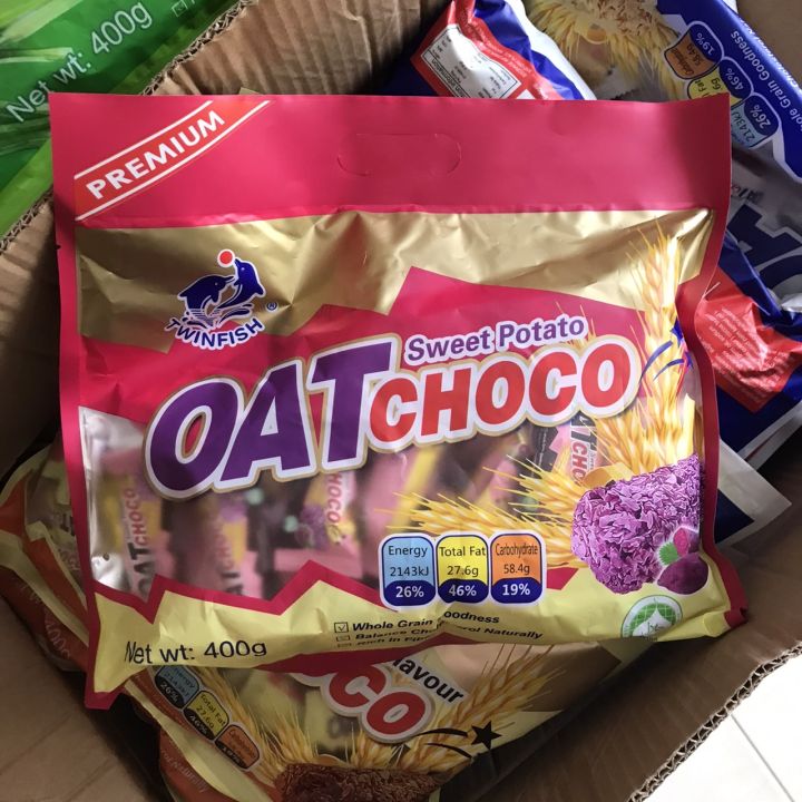 ขนมโอ๊ตอัดแท่ง-ห่อใหญ่-400g-oat-choco-ขนมข้าวโอ๊ตอัดแท่ง-twin-fish-อร่อยกรุบกรอบ-ขนมข้าวโอ๊ตอัดแท่ง-ข้าวโอ้ตธัญพืชอัดแท่ง-ขนมธัญพืช-โอ๊ตแท่ง