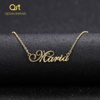 ๑❁♛  Qitian Custom Name Necklace Personalized Nameplate Pendant Woman Gold Chain Jewelry