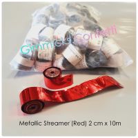 กระดาษตัด สายรุ้ง สีแดง แบบเงา  ขนาด  2 ซม × 10 ม. / 1 กิโลกรัม Confetti Streamer  Metallic Red Color Size 2 cm x 10 m. /  1 kg