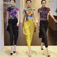 Summer new fashion suit womens short-sleeved turtleneck small shirt harem pants Internet celebrity two-piece suit V729