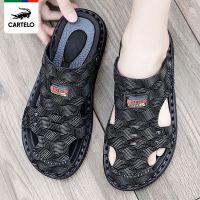 Cartelo crocodile mens sandals dual-use driving 2023 new summer Baotou hole shoes mens trendy casual beach shoes