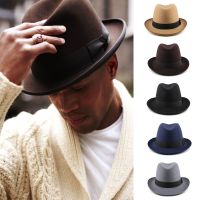 【Explosion umbrella】 ผู้ชายผู้หญิงคลาสสิก Retro ผ้าขนสัตว์ผสม Homburg หมวกขนสัตว์ Fedora หมวก Trilby Sunhat Travel Party ปรับ UK M-L US 7 1/8-7 3/8