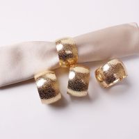 10pcs Simple high end drum shaped golden starry napkin ring Golden napkin buckle napkin ring