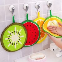 Hanging Towel Quick-Dry Cute Fruit Print Dish Cloth Wiping Napkin Kitchen Hand Towel Microfiber Towel Cleaning Rag Kitchen Towel