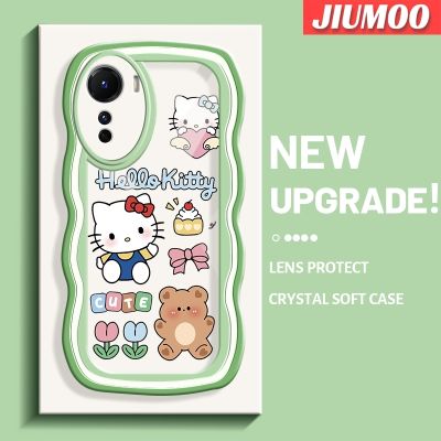 เคส JIUMOO สำหรับ Vivo Y35 Y16 5G Y56 5G น่ารักลาย Hello Kitty แฟชั่นขอบคลื่นเคสโทรศัพท์แบบใสง่ายเลนส์กล้องถ่ายรูปการ์ตูนเคสนิ่มเคสใสซิลิโคน