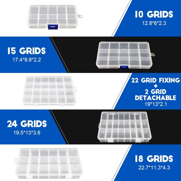 nindejin-กล่องพลาสติก10-24กริดกล่องเครื่องประดับเป็นมิตรกับสิ่งแวดล้อมโปร่งใส-pp-jewellry-กล่องใส่สกรูสำหรับเม็ด-key-เก็บเหรียญ