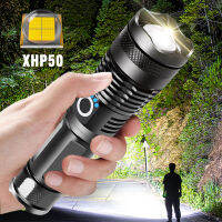 【เรือจากประเทศไทย】ไฟฉายแรงสูง ไฟฉาย xhp50.2  Zoomable Flashlight Torch 5 Modes ไฟฉาย แรงสูง ซูมได้ แถมอุปกรณ์ครบชุด 18650 battery Camping hunting lamp