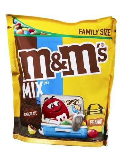 M&M Family Size Mix ( chocolate,crispy,peanut ) น้ำหนัก 400 กรัม BBF 18/02/24
