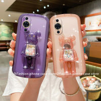 Phone Case เคส Huawei Nova11 Pro Nova 11i Nova Y71 Y91 Huawei P60 Pro ใสลูกอมทรายดูดที่ตั้งรูปหมีซิลิโคนปลอกอ่อนเลนส์ฝาครอบหลัง2023