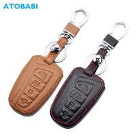 Real Leather Car Key Case Smart Remote Fobs Protector Cover For Hyundai Azera Equus Genesis Sedan Grand Santa Fe Sport 2015 2016 Key Chains