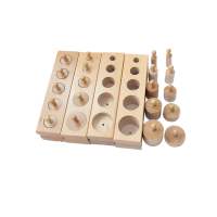 Montessori Knobbed กระบอกบล็อกมินิชุดไม้ Sensorial วัสดุสำหรับ Homeschool ปฐมวัยของเล่นเพื่อการศึกษาเกมการแข่งขัน