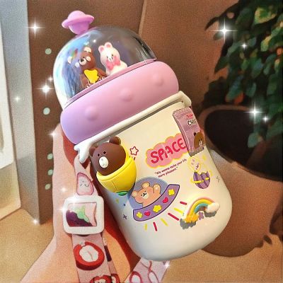 350ML Stainless Steel Thermos Mug With Case Cartoon Leak-Proof Vacuum Flask Children Thermal Water Bottle Thermal Cup