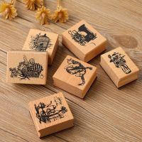 +【】 Vintag Esewing Machine Birdcage Cat Wooden Ruer Stamps Set Diy Ruer Stamp For Card Making Scrapbooking