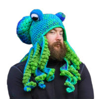 Octopus Knit Beard Hat Wig Beanie Hat Funny Knit Hat Beard Facemask Winter Warm Mask Knitted Wool Funny Skull Cap