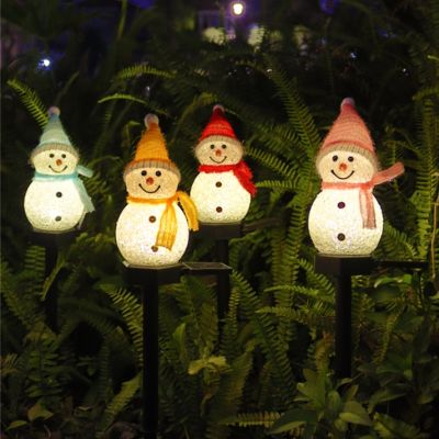 Christmas Decoration Snowman Solar Garden Light Waterproof Outdoor Led Ground Plug Light Lawn Landscape Light Decorative Lights