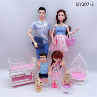 5-person family combination 11.5"30CM joint pregnant Barbies mother dolldaddysongirlchildren Christmas toy accessories