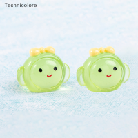 Technicolore หน้ายิ้มเรืองแสงทำจากเรซิ่นขนาดเล็ก2ชิ้นเครื่องประดับภูมิทัศน์ขนาดไมโครของตกแต่งแผงหน้าปัดรถยนต์