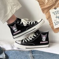 COD DSFGERERERER [READY STOCK] 2022 High-Top New Style Canvas Shoes Women All-Match Sneakers Kuromi Hand-Painted