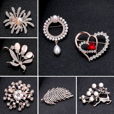 Women Flower Large Brooches Lady Rhinestone Pearl Corsage Brooch Girl Trendy Luxury Jewelry Best Gift Pins Jewelry Accessorises