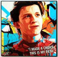 สติกเกอร์ติดผนังโปสเตอร์คำพูด Tom Holland ซูเปอร์ฮีโร่การวาดรูปภาพกรอบศิลปะป๊อป