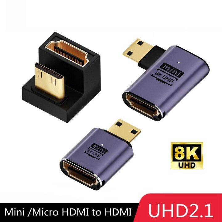 90 Degree Angled UHD Extension Converter Adapter Mini /Micro HDMI Male