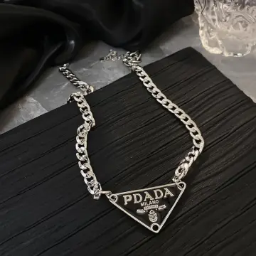 Gold Prada Designer Triangle Necklace