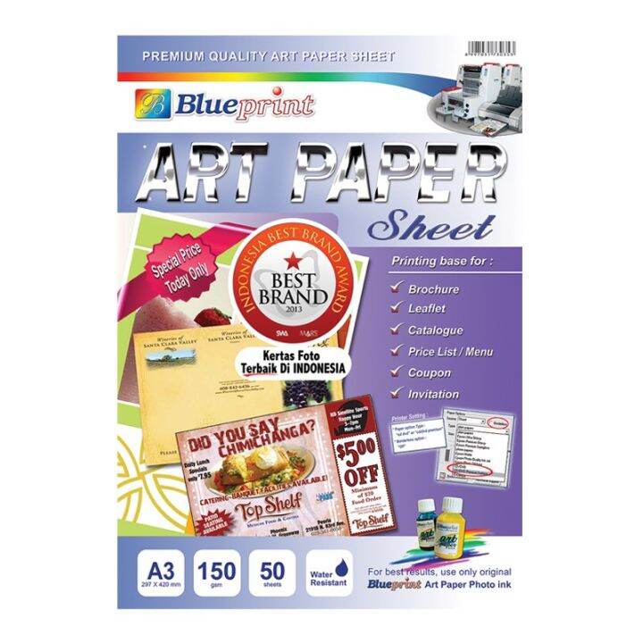Blueprint Art Paper Sheet A3 APA3150 isi 50 Lembar 150 gsm Lazada