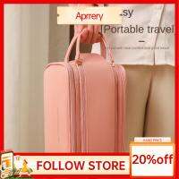 APrery อุปกรณ์จัดระเบียบเครื่องสำอางหนัง PU กันน้ำ Tas Kosmetik อเนกประสงค์พร้อมที่จับสำหรับผู้หญิง