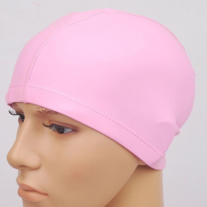 หมวกว่ายน้ำ-pu-ยืดหยุ่นกันน้ำป้องกันหูผมยาวสปาสระว่ายน้ำกีฬาหมวกหมวกว่ายน้ำสำหรับผู้ชายและผู้หญิง-lym3883