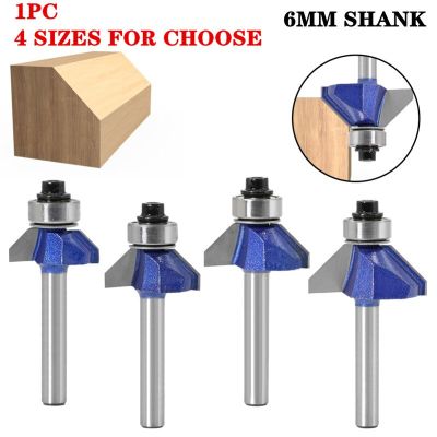 1PC 6mm Shank 45 องศา Chamfer Bevel Edging Wood Router Bit พร้อมแบริ่งทังสเตน Woodworking Tenon เครื่องมือตัด