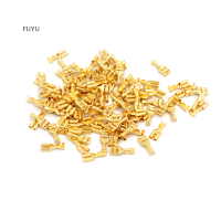 FUYU 100 pcs 4.8mm GOLD brass ลำโพงรถยนต์หญิง Spade Terminal Wire CONNECTOR