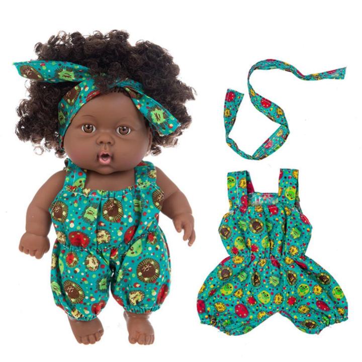 ของเล่นบ้านตุ๊กตาของเล่นสำหรับเด็กทารกเกิดใหม่ตุ๊กตาเด็กสีดำไวนิลสำหรับเด็กแรกเกิด
