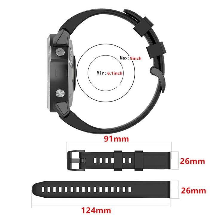 สำหรับ-garmin-fenix-6x-สายนาฬิกาข้อมือซิลิโคน26มม-สีดำ