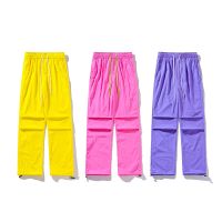 Dopamine Dressing Pants Men Ice Silk Pants Women Casual Streetwear Paratrooper Pants 2023 Summer New Trend Bright Colour Trouser