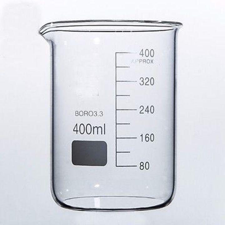 【⊕Good quality⊕】 bkd8umn บีกเกอร์แก้วโปร่งใส400มล. แก้วบอโรซิลิเกตทรงต่ำแก้วสำหรับห้องปฏิบัติการทางเคมี