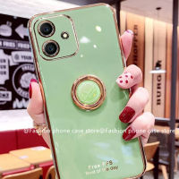 เคสโทรศัพท์เคสนิ่มชุบฝาหลัง Samsung Galaxy A04 A04E พร้อมขาตั้งรูปแบบนาฬิกา2022ฝาหลังโทรศัพท์