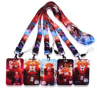 Disney Turning Red ID Card Holder Lanyards Women Business Neck Strap Credit Card Case Girls Badge Holder Retractable Clip