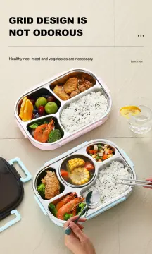 1400 Ml Lunch Box For Children And Adults, Bento Box Lunch Box With 3  Compartments And Cutlery, Snack Box Microwave Heating (khaki)