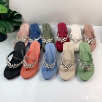 Fry a beauty!Flip-flops flat female model of fairy summertime joker wind cool diamond gem antiskid beach slippers to wear